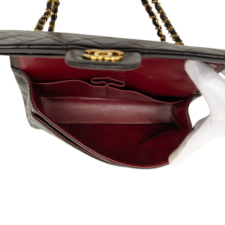 Classic Double rabat Moyen Cuir d'agneau Noir