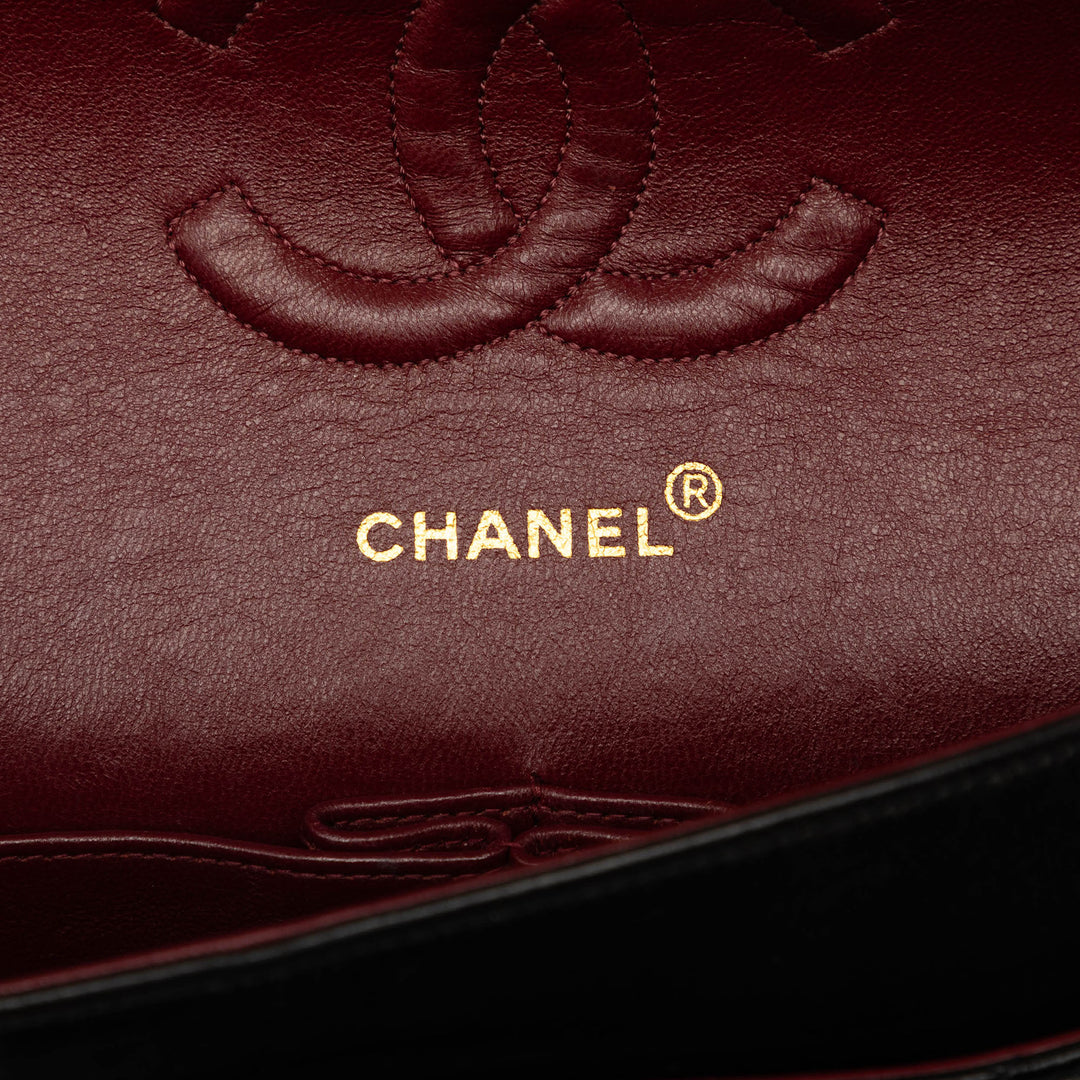 Classic Double rabat Moyen Cuir d'agneau Noir