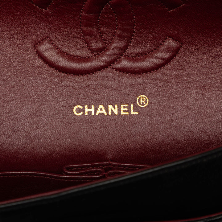 Classic Double rabat Moyen Cuir d'agneau Noir