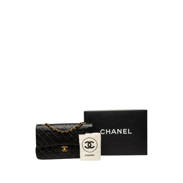 Classic Double rabat Moyen Cuir d'agneau Noir