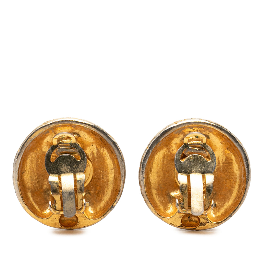 Chanel plaqué Logo Rond À clip Boucles d'oreilles Doré
