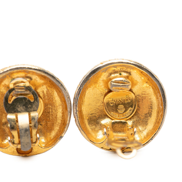 Chanel plaqué Logo Rond À clip Boucles d'oreilles Doré