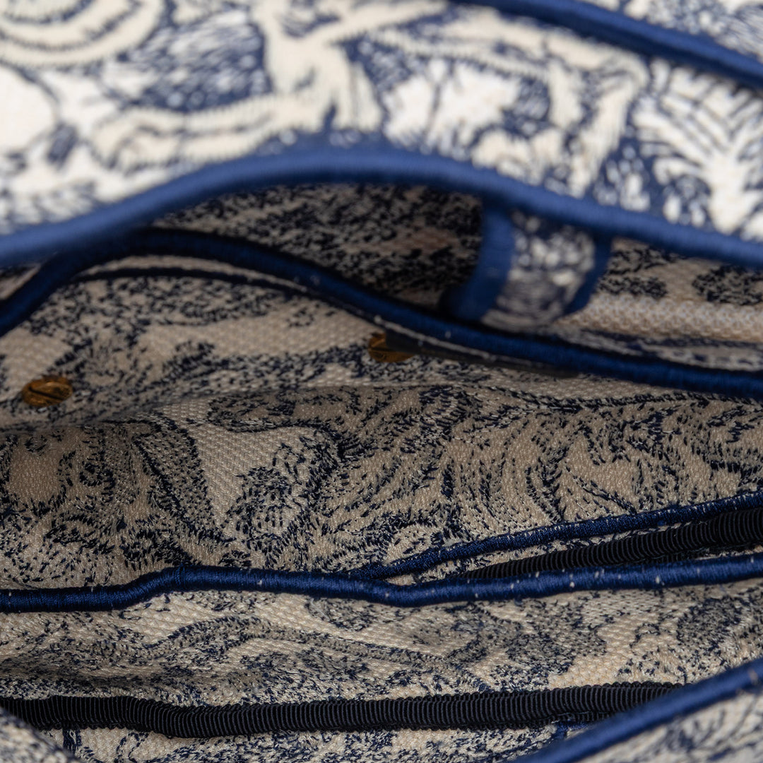 Dior brodé Toile Toile de Jouy Saddle Sac