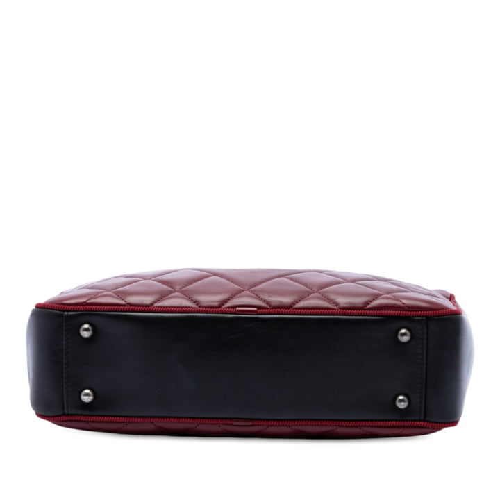 Bicolore CC Diamond Matelassé Ballerine Sac caméra Grand Cuir de veau Noir