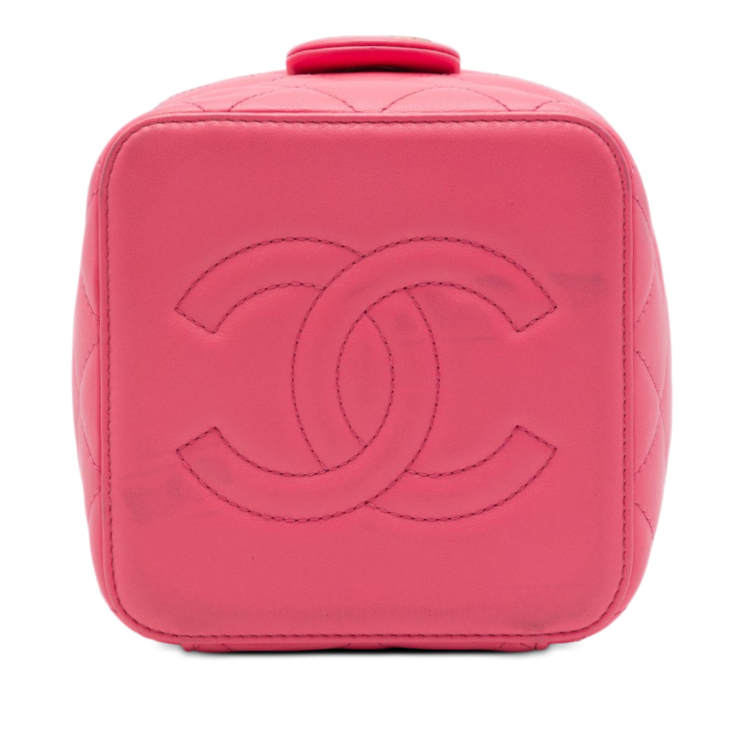 CC Matelassé Vanity avec chaîne Petit Cuir d'agneau Rose