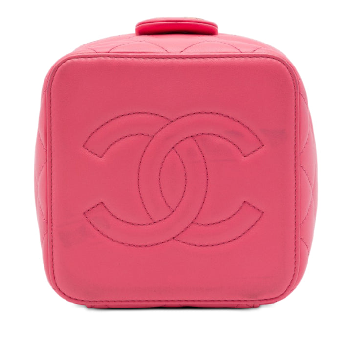 CC Matelassé Vanity avec chaîne Petit Cuir d'agneau Rose