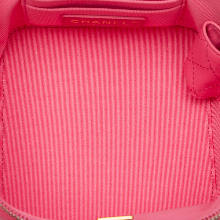 CC Matelassé Vanity avec chaîne Petit Cuir d'agneau Rose
