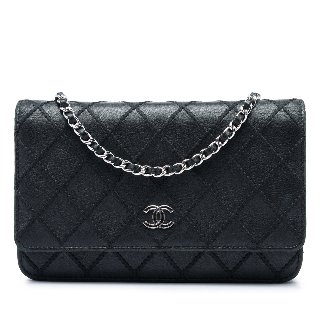 Chanel CC Wild Stitch Wallet on Chain Cuir d'agneau Noir – vue principale – GABY PARIS