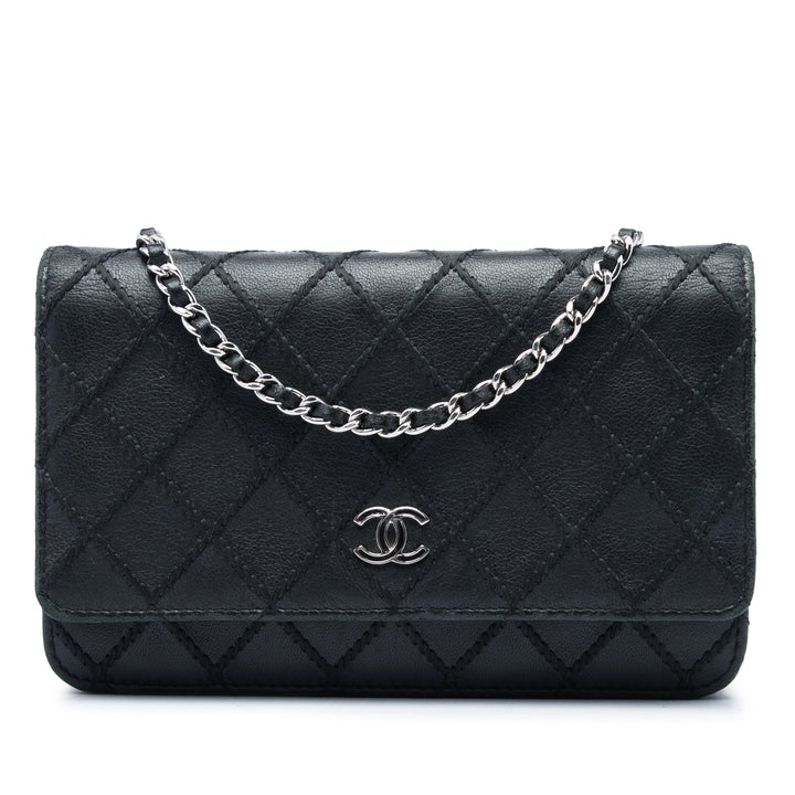 Chanel CC Wild Stitch Wallet on Chain Cuir d'agneau Noir – vue principale – GABY PARIS