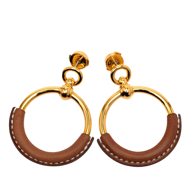 Hermès plaqué Barenia Loop Boucle d’oreilles