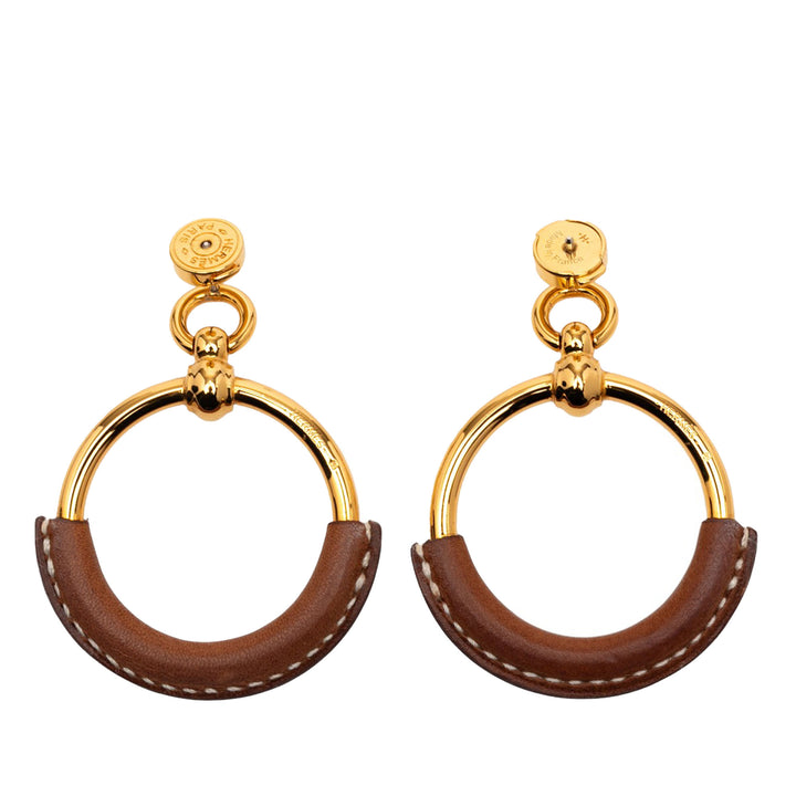 Hermès plaqué Barenia Loop Boucle d’oreilles