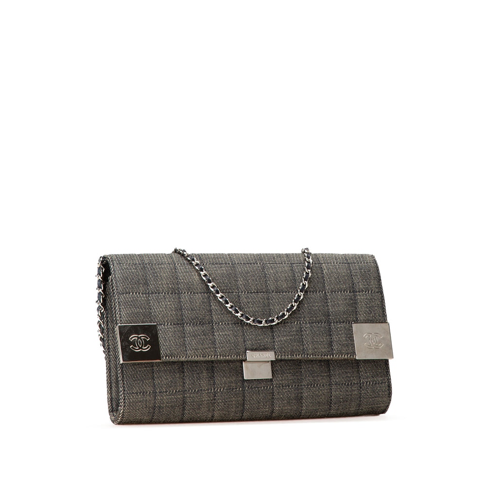 CC Choco Bar Denim Chain Flap Gray - Gaby Paris