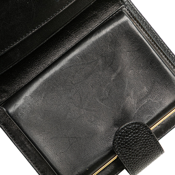 CC Caviar French Small Wallet Black - Gaby Paris