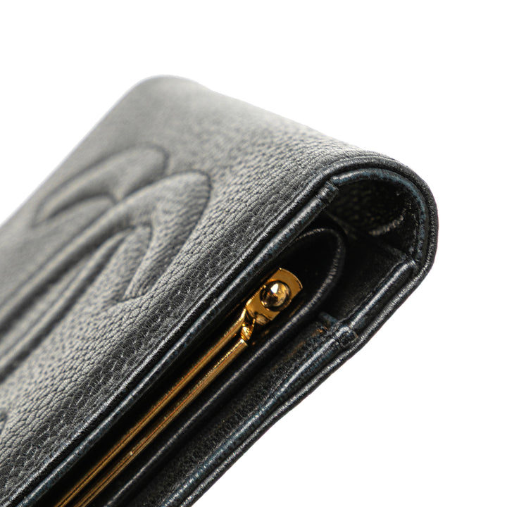 CC Caviar French Small Wallet Black - Gaby Paris
