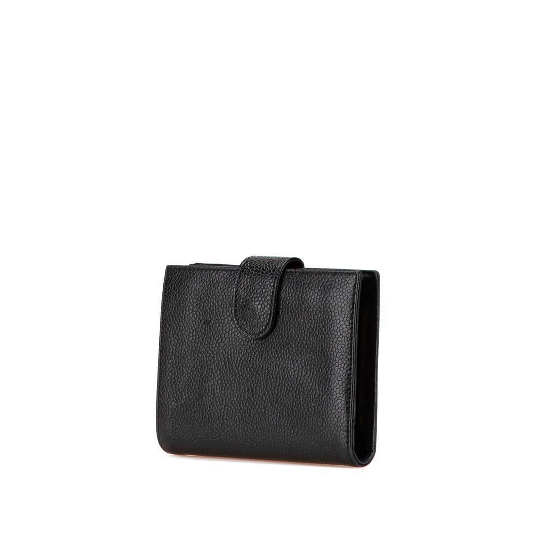 CC Caviar French Small Wallet Black - Gaby Paris