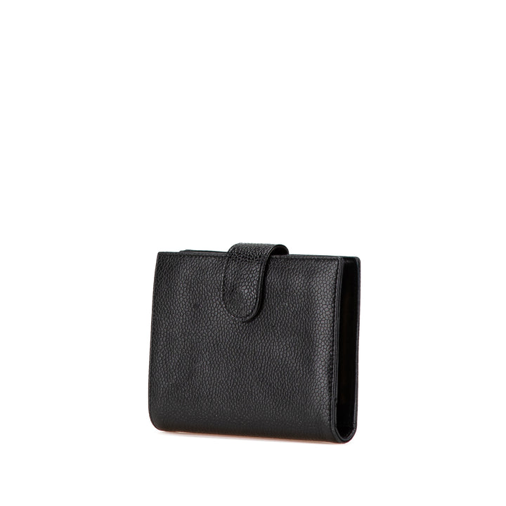 CC Caviar French Small Wallet Black - Gaby Paris