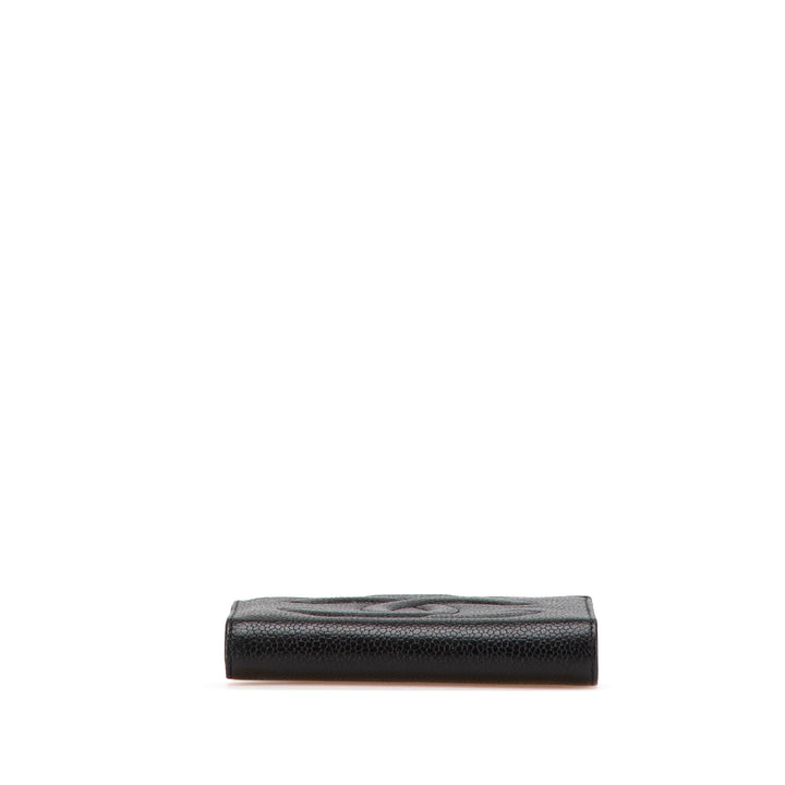 CC Caviar French Small Wallet Black - Gaby Paris