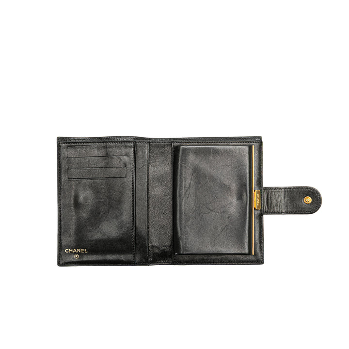 CC Caviar French Small Wallet Black - Gaby Paris