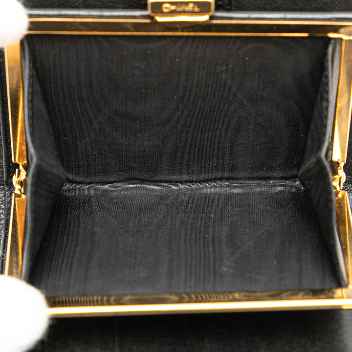 CC Caviar French Small Wallet Black - Gaby Paris