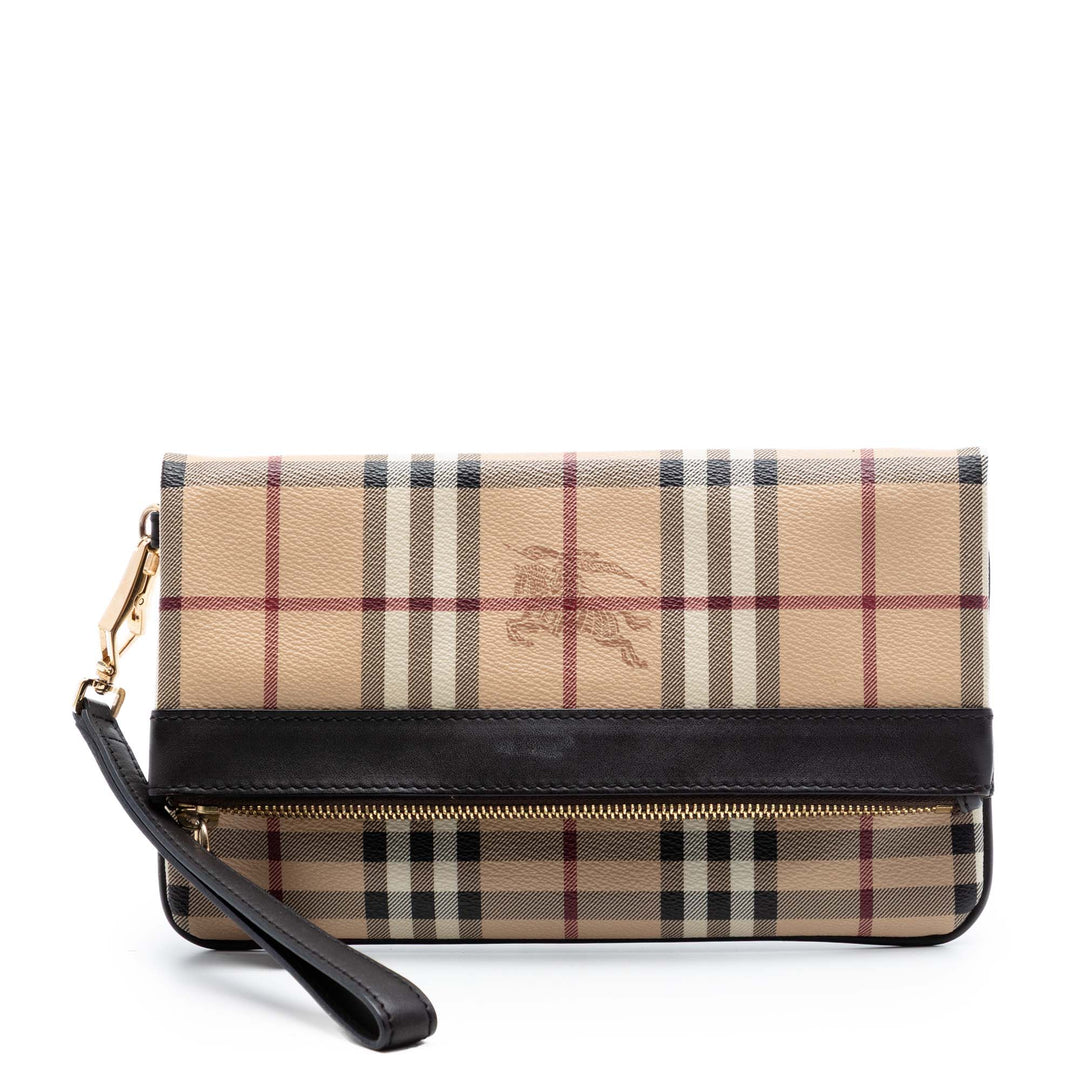 Burberry Haymarket Check Coated Toile Adeline Fold over Pochette