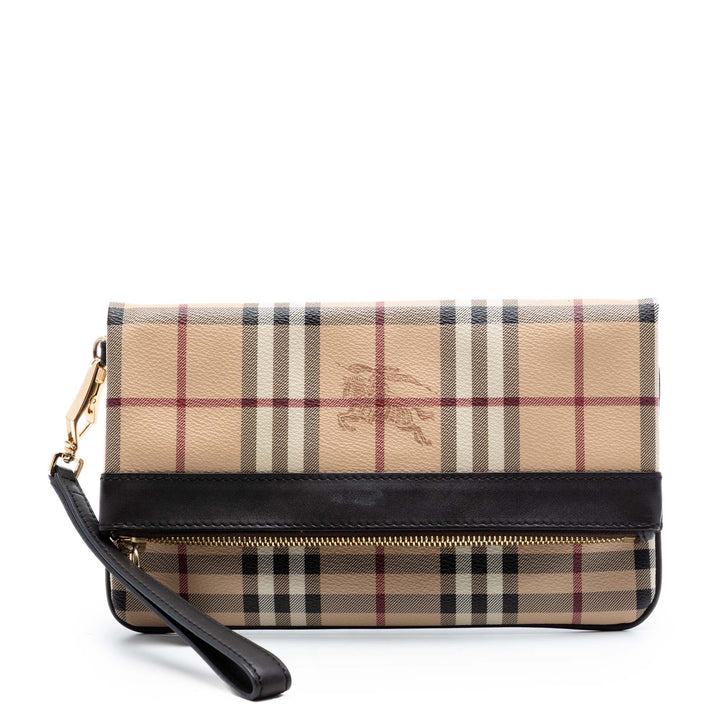 Burberry Haymarket Check Coated Toile Adeline Fold over Pochette