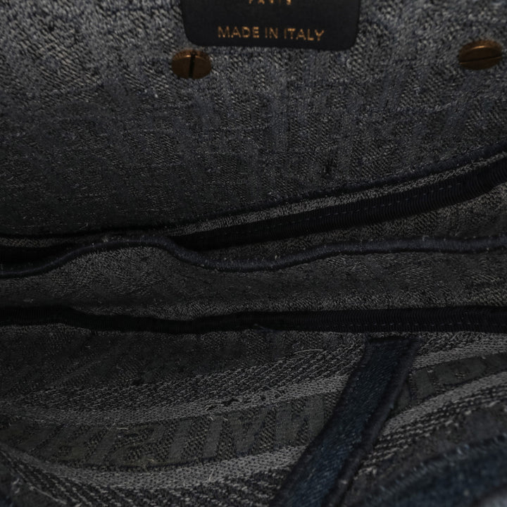 Oblique Embroidered Denim Saddle Bag Blue - Gaby Paris