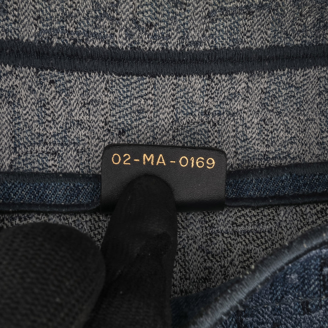 Oblique Embroidered Denim Saddle Bag Blue - Gaby Paris