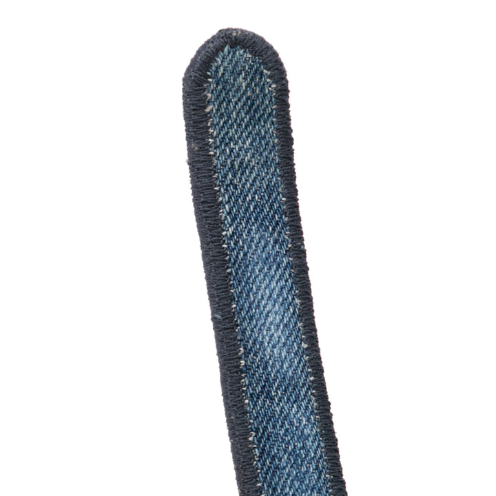 Oblique Embroidered Denim Saddle Bag Blue - Gaby Paris