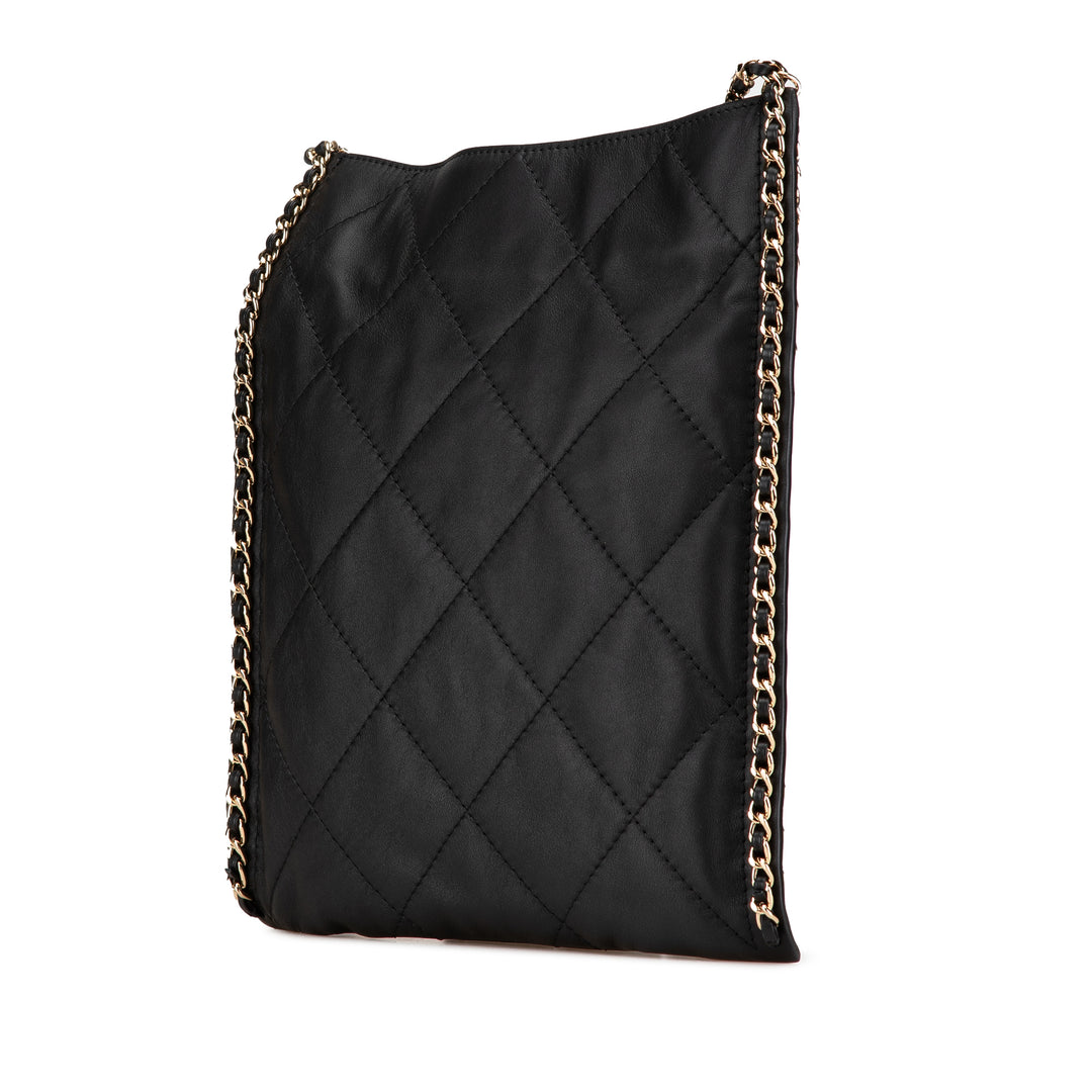 Chanel Matelassé Cuir de veau Chain Flat Sac bandoulière