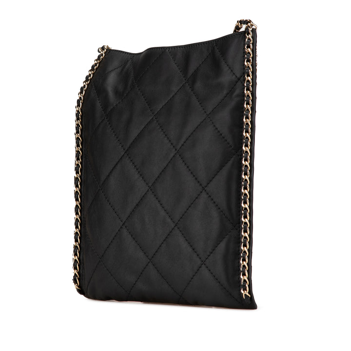 Chanel Matelassé Cuir de veau Chain Flat Sac bandoulière