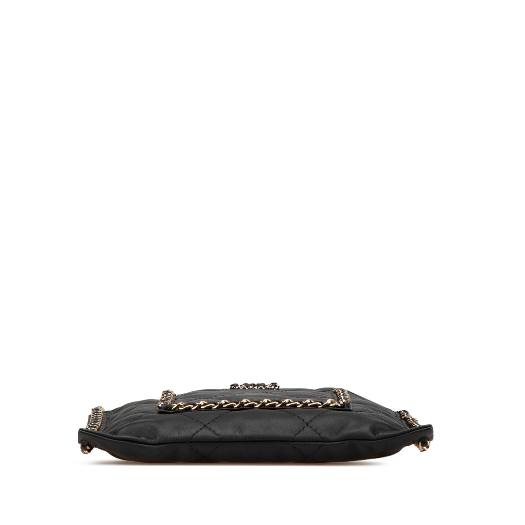 Chanel Matelassé Cuir de veau Chain Flat Sac bandoulière