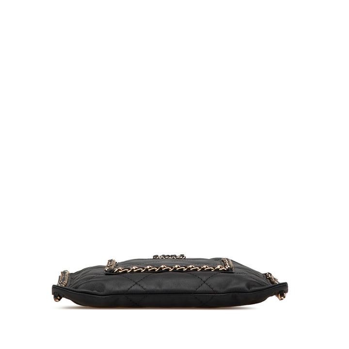 Chanel Matelassé Cuir de veau Chain Flat Sac bandoulière