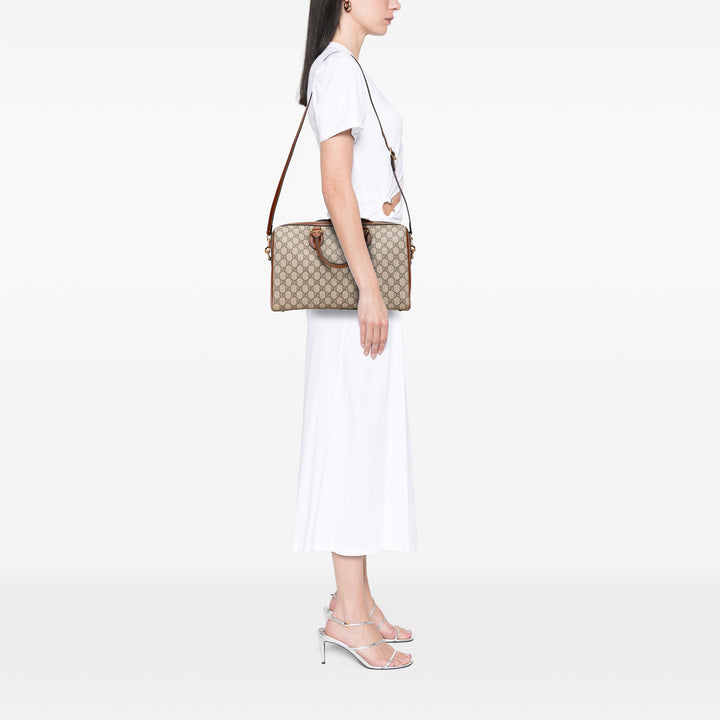 Gucci Medium GG Supreme Sac cartable Marron