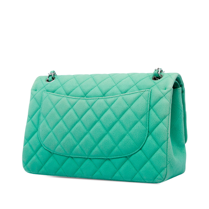 Classic Double rabat Jumbo Cuir caviar Vert