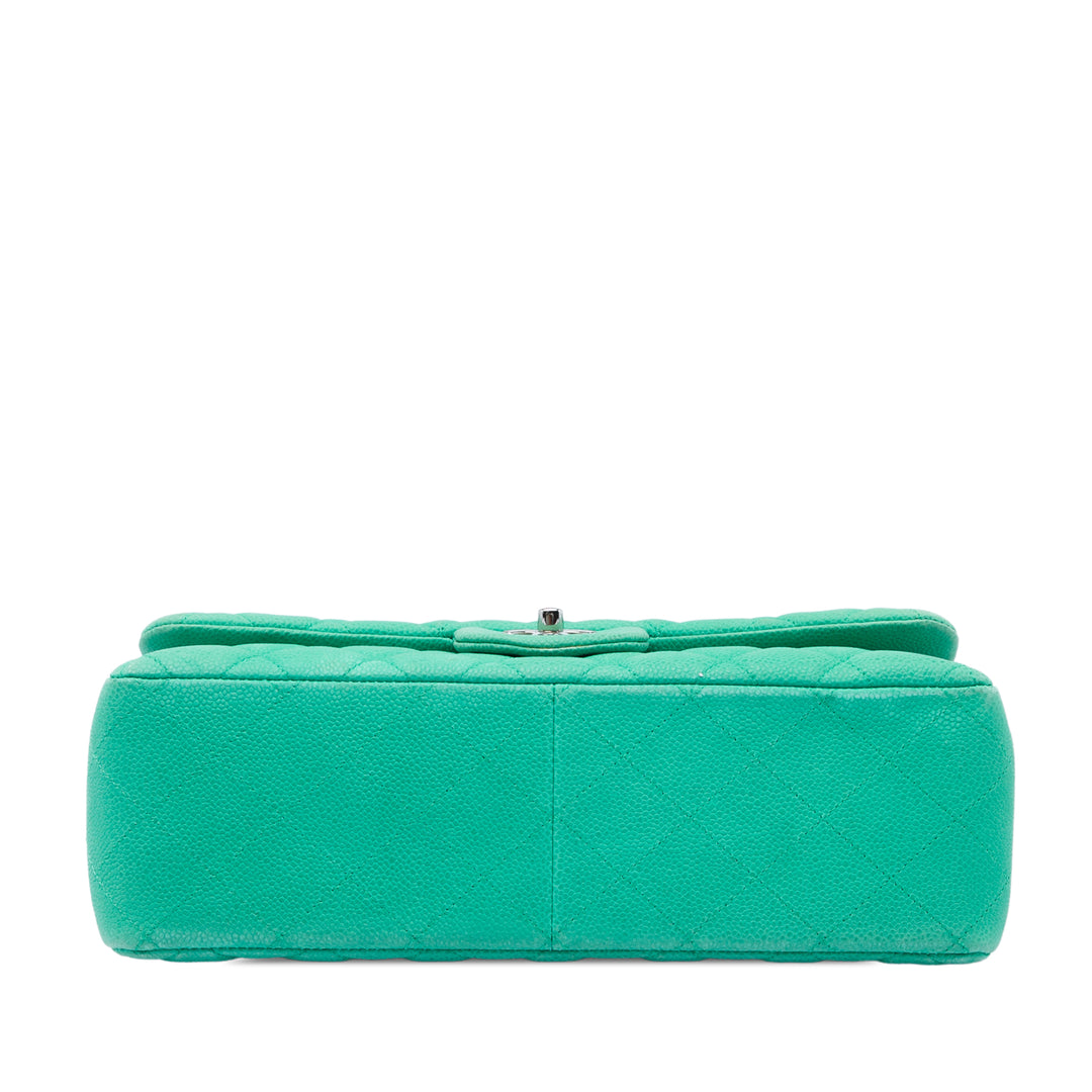 Classic Double rabat Jumbo Cuir caviar Vert