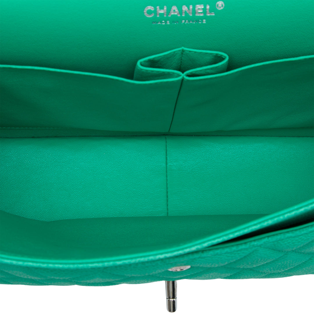 Classic Double rabat Jumbo Cuir caviar Vert