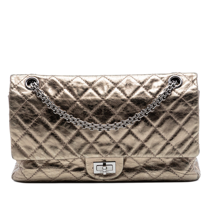 Chanel Matelassé Metallic vieilli Cuir de veau Reissue 2.55 Double rabat 226