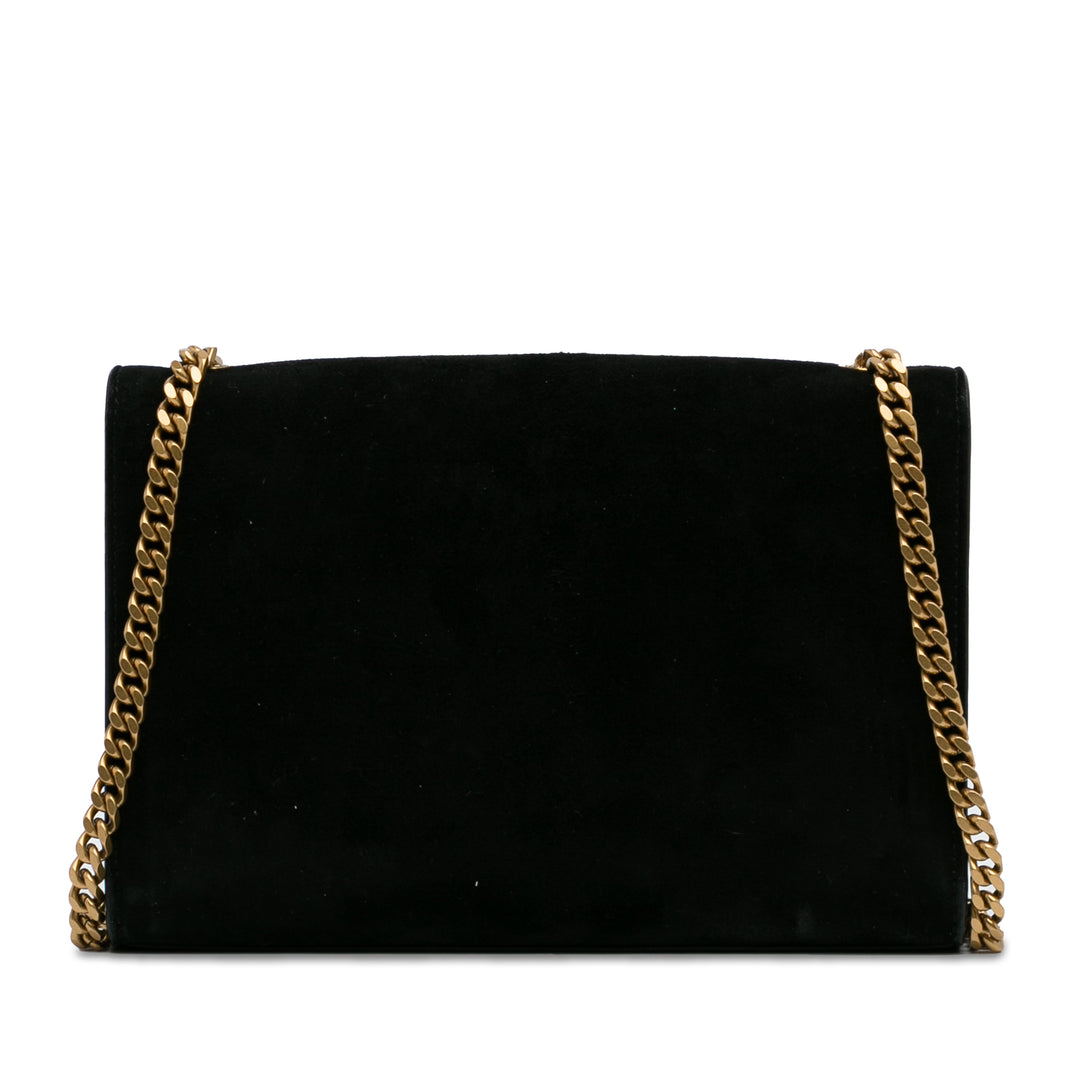 Small Suede Monogram Kate Heart Firework Crossbody Black - Gaby Paris