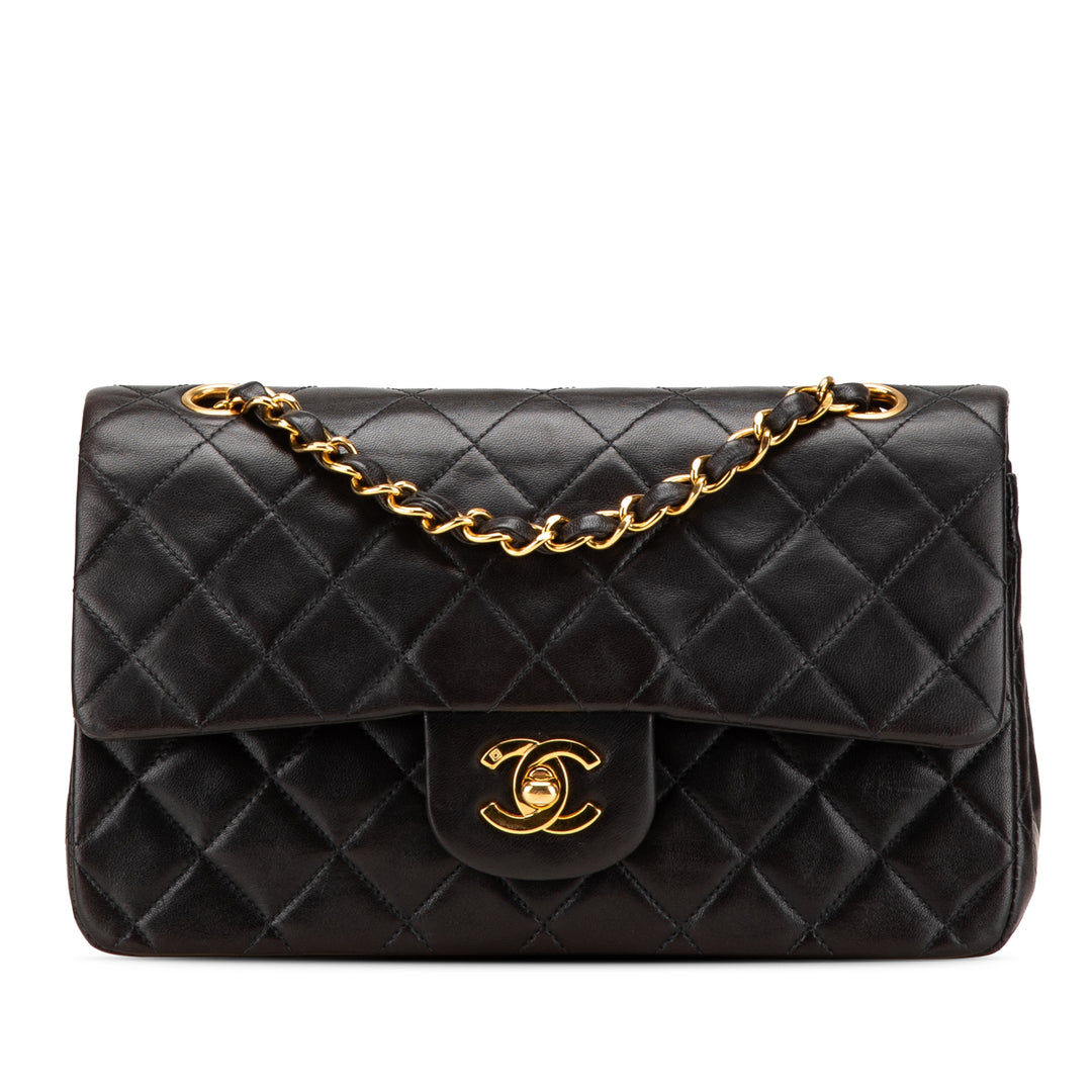 Small Classic Lambskin Double Flap Black - Gaby Paris