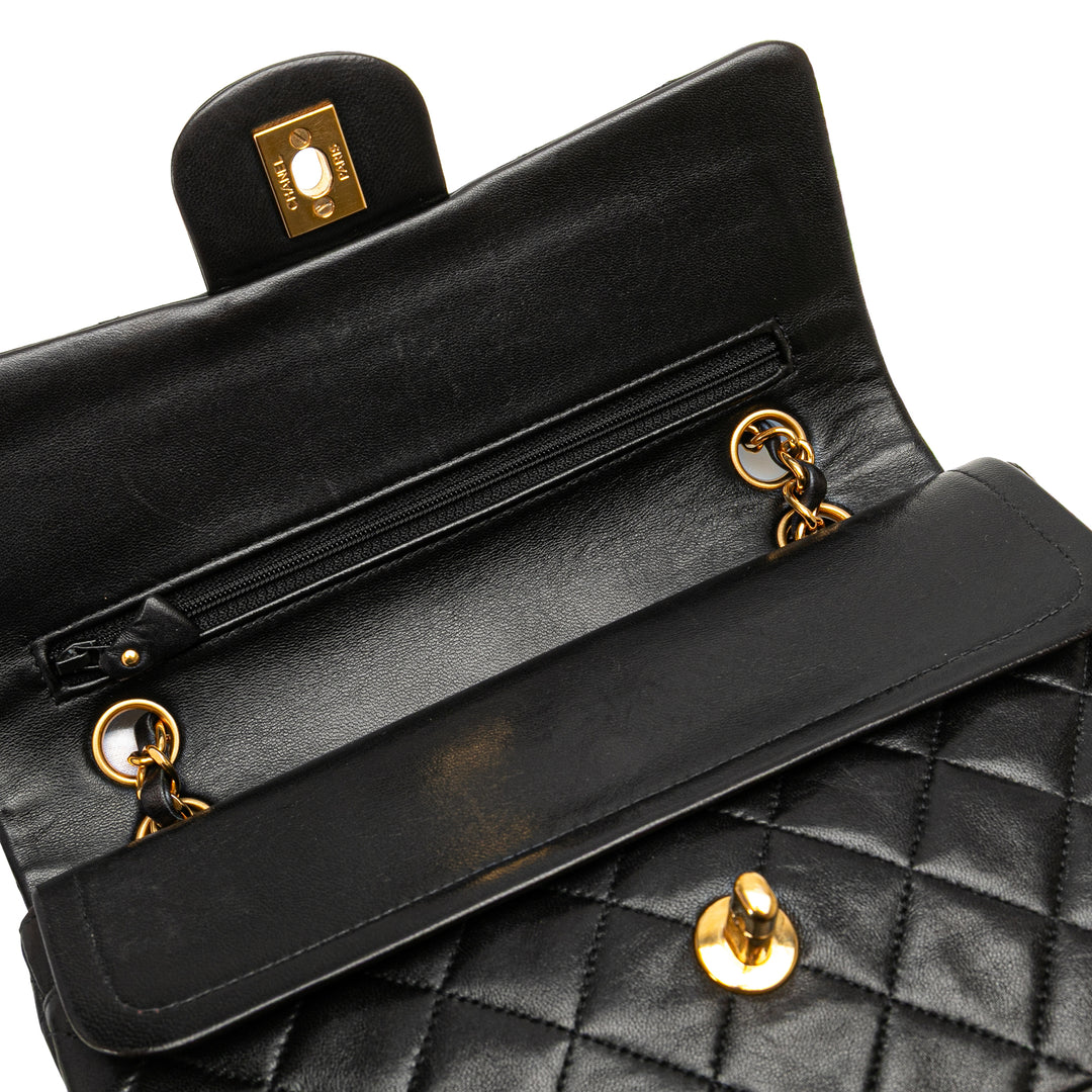 Small Classic Lambskin Double Flap Black - Gaby Paris