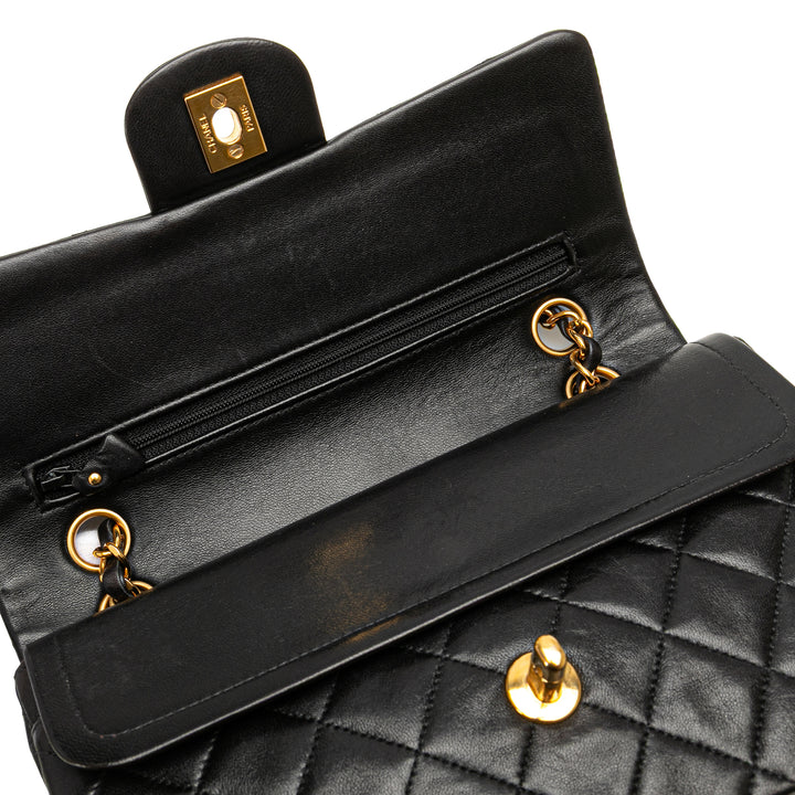 Small Classic Lambskin Double Flap Black - Gaby Paris