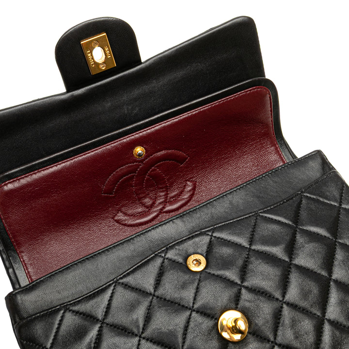 Small Classic Lambskin Double Flap Black - Gaby Paris