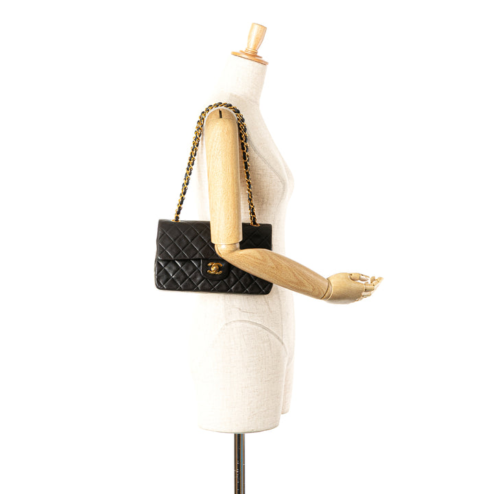 Small Classic Lambskin Double Flap Black - Gaby Paris