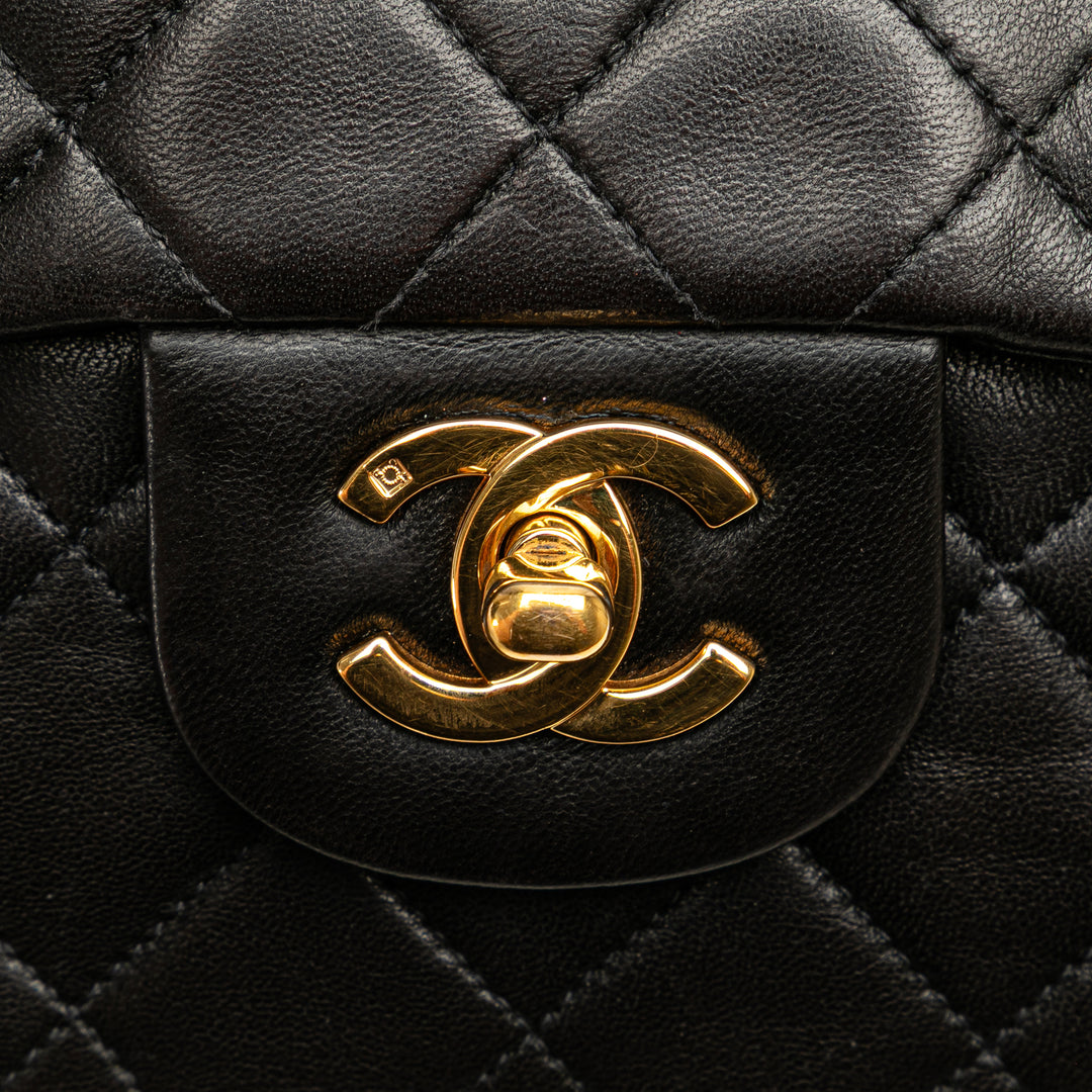 Small Classic Lambskin Double Flap Black - Gaby Paris