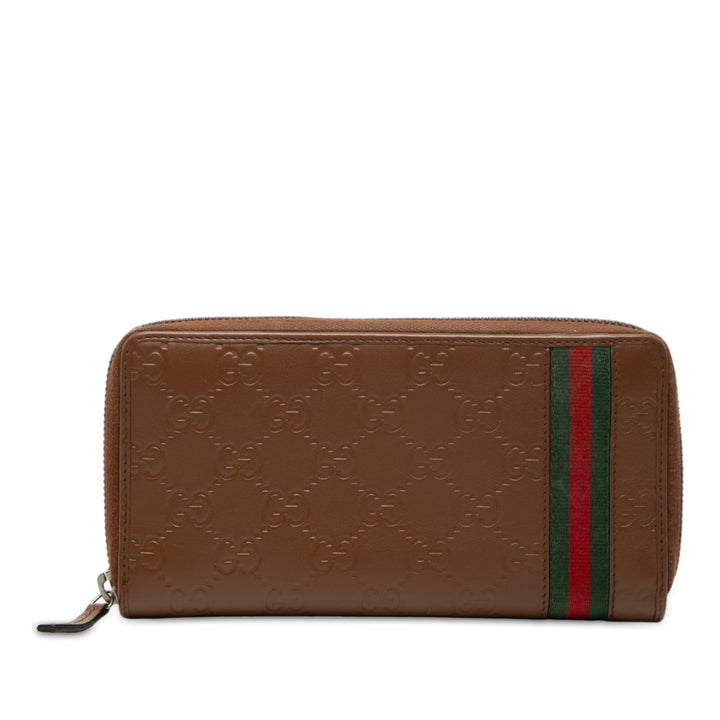 Guccissima Web Zippy Portefeuille long Marron