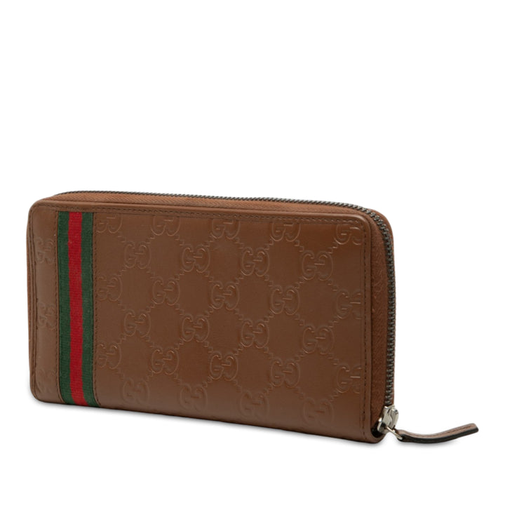 Guccissima Web Zippy Portefeuille long Marron