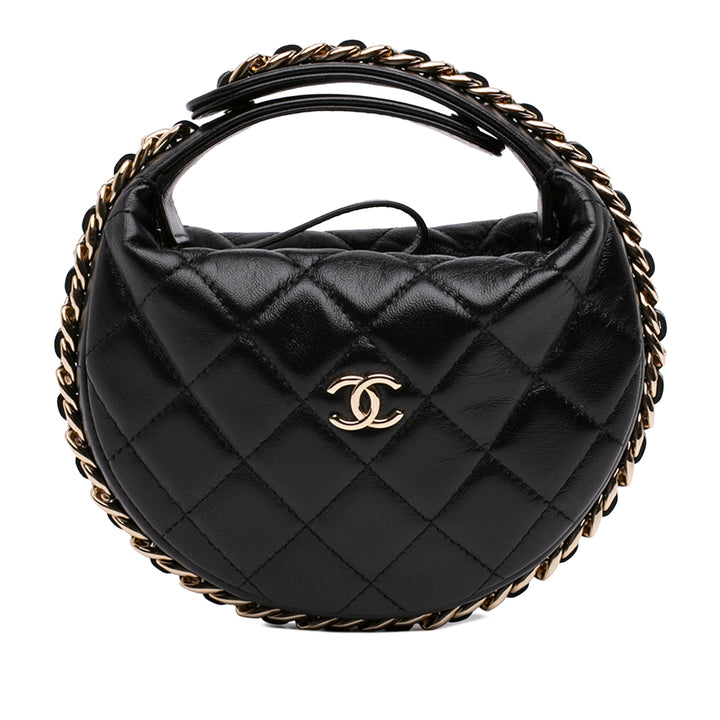 Chanel Mini Matelassé Cuir d'agneau Sac rond à chaîne Pochette