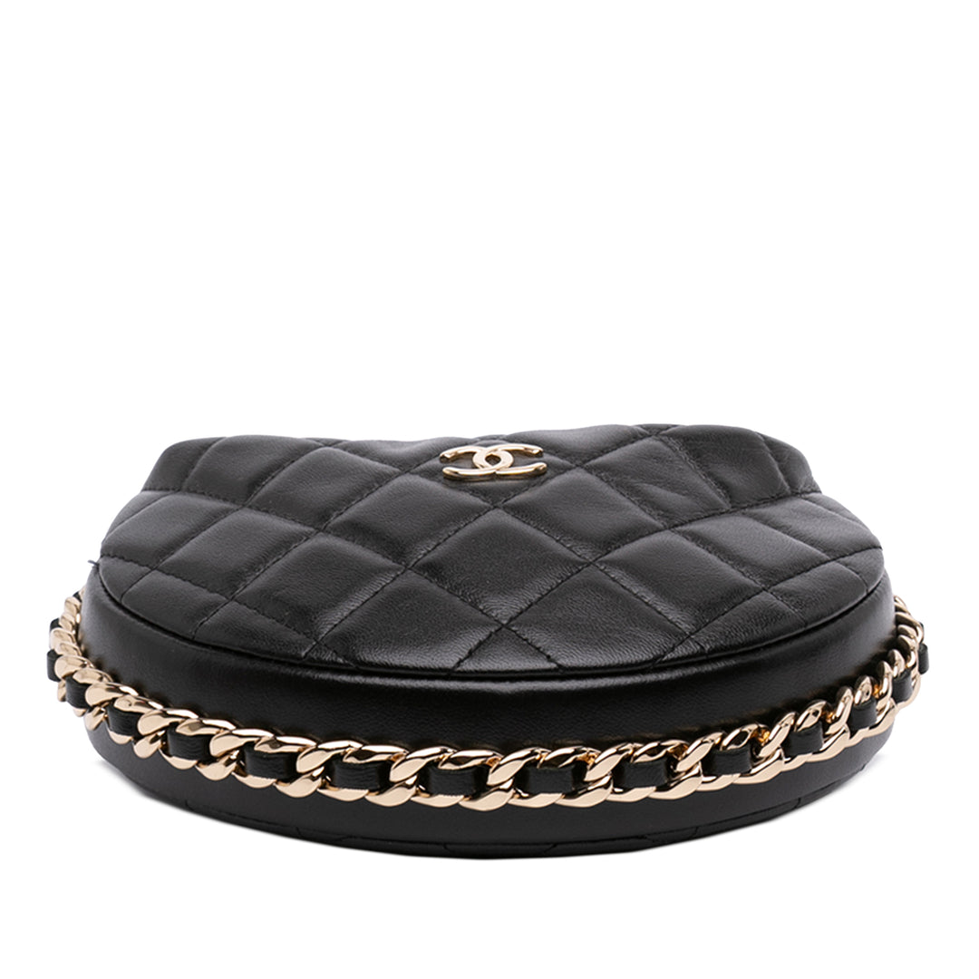 Chanel Mini Matelassé Cuir d'agneau Sac rond à chaîne Pochette