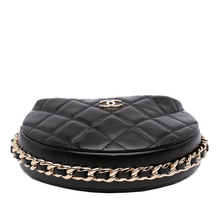 Chanel Mini Matelassé Cuir d'agneau Sac rond à chaîne Pochette