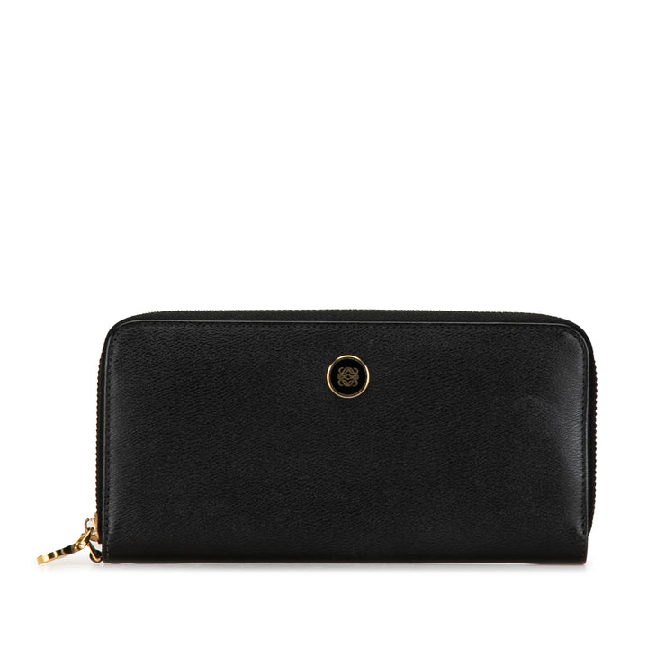 Anagram Leather Long Wallet Black - Gaby Paris